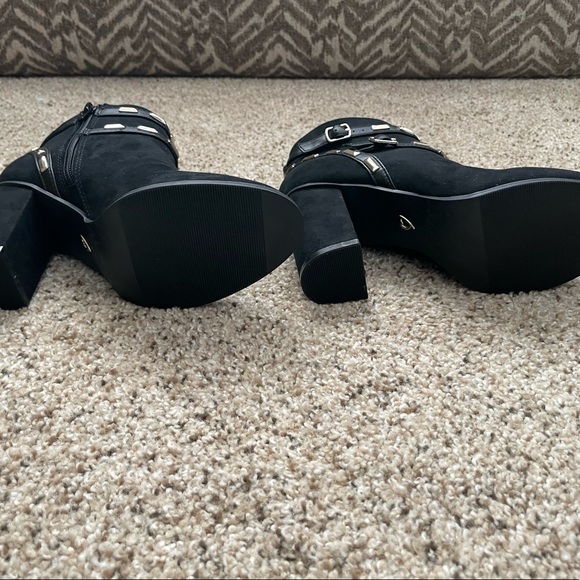 Thalia Sodi Terri ankle boot round toe side zipper buckle detail black size 6 - Picture 7 of 8